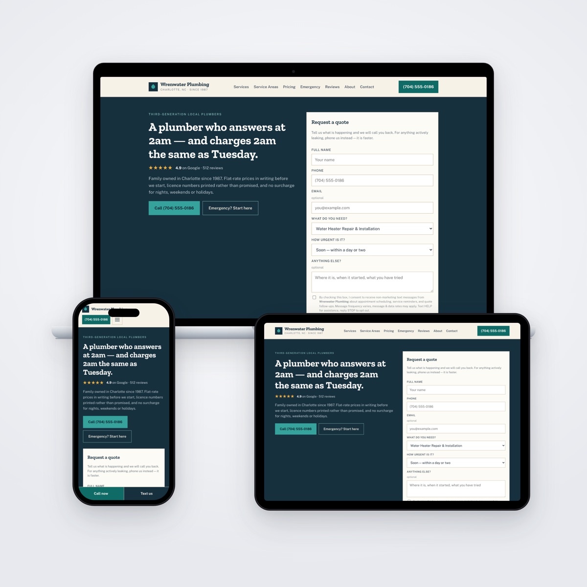 Wrenwater Plumbing website